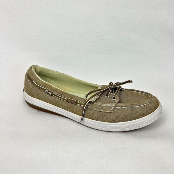 Keds Ortholite Slip-On Glimmer Khaki Boat Shoes Loafers Sz 6M Nautical - Picture 4 of 16